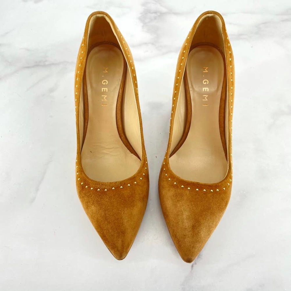 M. GEMI Pump The Murano Wedge Pointed Toe Brown Tan Leather Italian 36.5= 6.5 US_2
